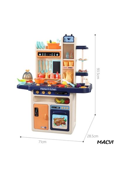 MACVI Bucătărie de joacă pentru copii, 65 buc., lumini și sunete, multicolor, 93,5 cm