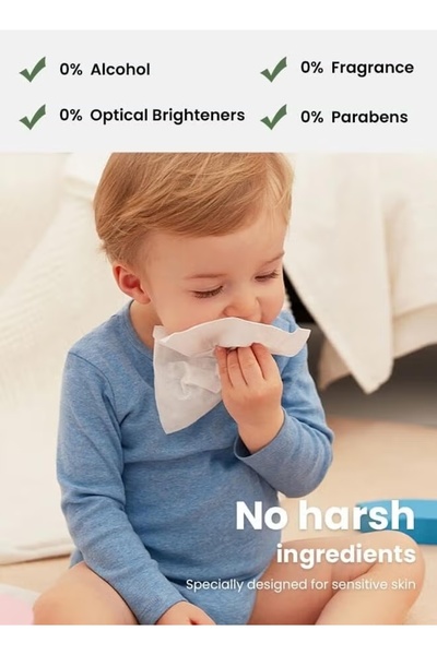 hibobi Natural Care Sensitive Baby Wipes 6 Packs of 60 Wipes (360 Wipes)