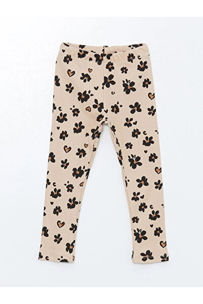 LC Waikiki Lcw Kids Beige Elastic Waist Floral Girls' Leggings
