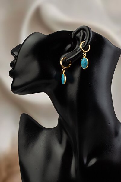 Uçar Doğaltaş Turkuaz Doğal Taş Küpe