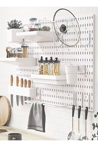 Generic 6 Pcs White Pegboard Wall Organizer Kit Wall Shelf Storage Display Rack Modular Hanging