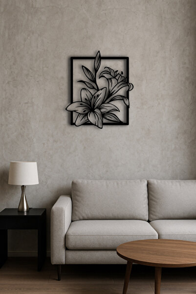 Raven Lilium Çiçeği Metal Duvar Dekoru