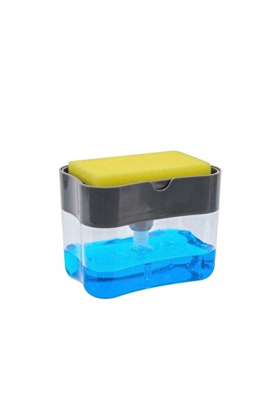 Doty PumpClean 2-in-1 sponge holder and dish soap dispenser, 380 ml, gray/transparent (Doty)