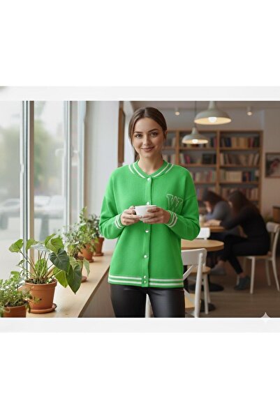 Cockatoo Unisex Embroidered College Knitwear Jacket Cardigan