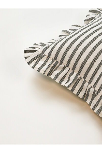 Galia Tasarım Κάλυμμα μαξιλαριού με ριγέ βολάν Bohemian - Γκρι