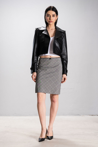 Dericlub Grace Women's Cropped Real Leather Jacket with Epaulettes