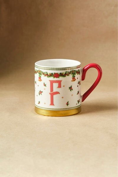 Karaca New Year Honeycomb Letter F Mug 330 ml