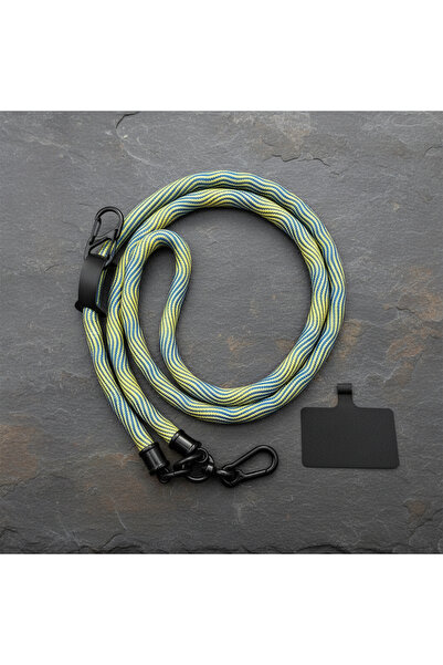 Destello Κορδόνι για κινητό τηλέφωνο με διαγώνια θήκη - Μπλε-Κίτρινο