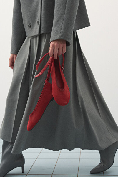 Jolamier Tokalı Süet Babet Kırmızı