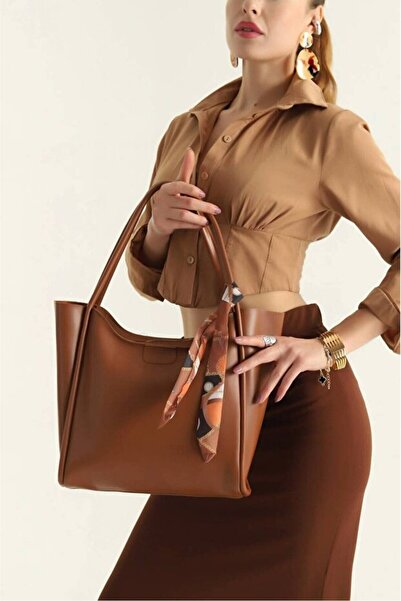 Rivina Women's Large Size Handbag and Shoulder Tote Bag with Scarf