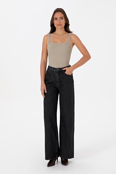 U.S. Polo Assn. Kadın Antrasit Loose Fit Jean Pantolon 50308792-VR006