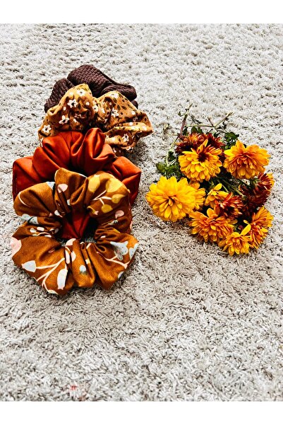 ATELIER ALEDA Set of 4 hair elastics/scrunchies, autumn colors and prints