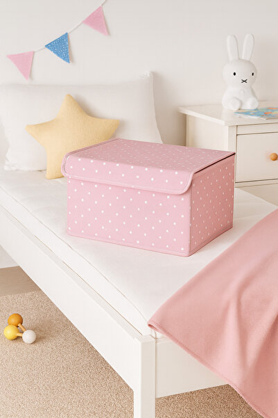 Serstil Küçük Boy Destekli Kapaklı Kutu Hurç - Kıyafet Saklama Kutusu Organizer 40x30x25