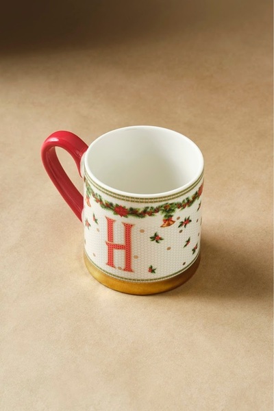 Karaca New Year Honeycomb H Letter Mug 330 ml