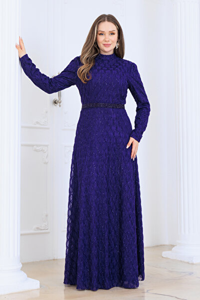 ELBENMODA Lina Dantel Kumaş Tesettür Abiye Elbise