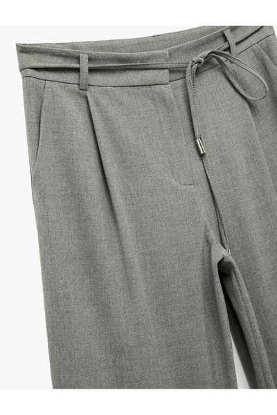Koton Wide Leg Fabric Trousers with Tie Detail and Pockets