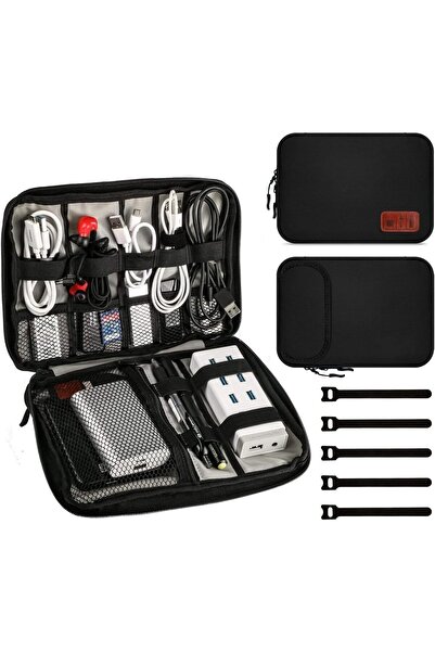 Paporich Cable Organizer Bag with 5 Cable Ties (25×18×3 cm)