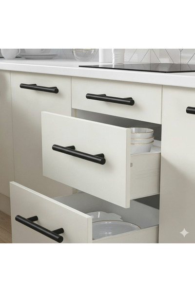 almital mobilya aksesuarları furniture accessories Keijo SİYAH 224mm Paslanmaz Kulp (mobilya, dolap kulbu, kulp modeli)