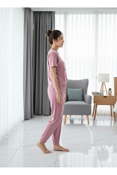 FAMES PİJAMA ΓΥΝΑΙΚΕΙΟ ΣΕΤ ΠΙΤΖΑΜΑ ΡΟΖ ΚΟΝΤΟΜΑΝΙΚΟ
