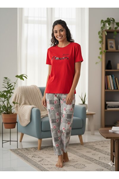 FAMES PİJAMA Women's Red Pajama Set