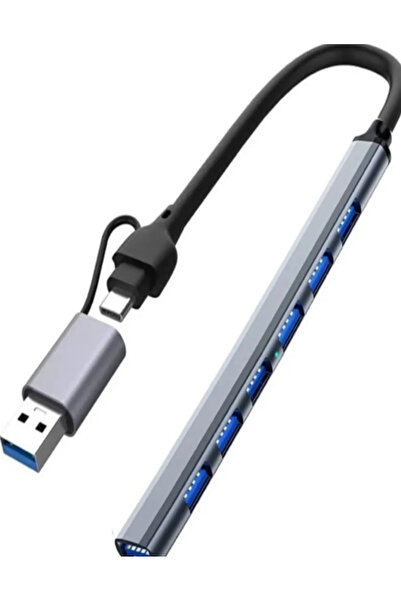 Skygo موزع يو إس بي معدني ZR288 بـ 7 منافذ من نوع Ads303/D وType-C