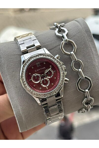 captiva Captva Borda Renk Çelik Kol Saati Ve Çelik Bileklik