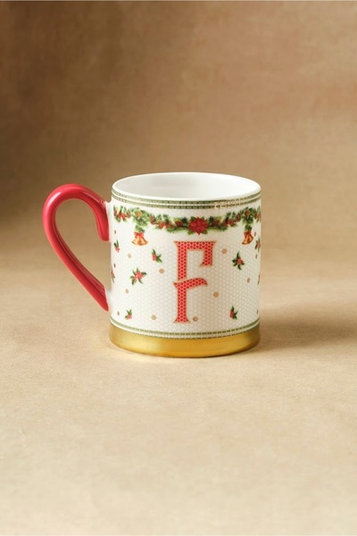 Karaca New Year Honeycomb Letter F Mug 330 ml