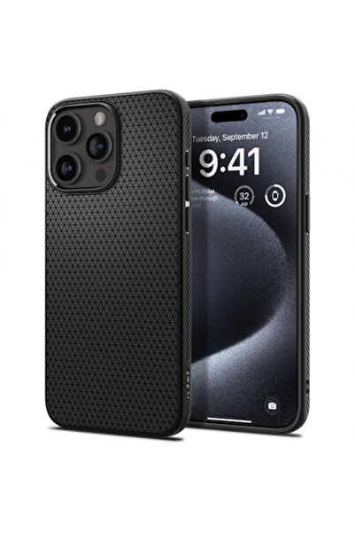 Spigen Case compatible with Apple iPhone 15 Pro, Liquid Air Matte, Black ACS06704