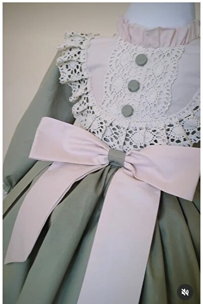 prenses tasarım atolyesi Pamuk Haki Yeşil Elbise