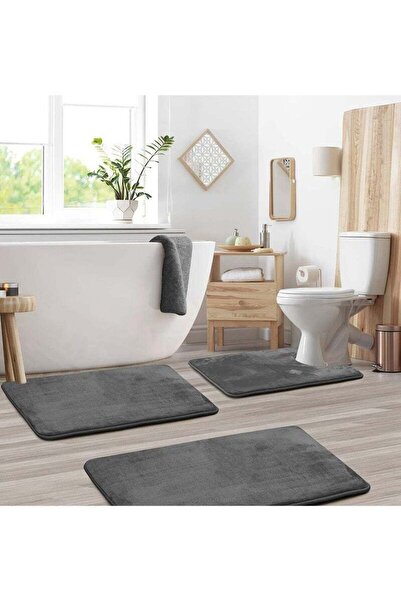 fulina Bathroom Rug Sets, 3 Piece Non Slip Absorbent Ultra Soft Cozy Velvet Bathroom Mat Memory Foam Bath M