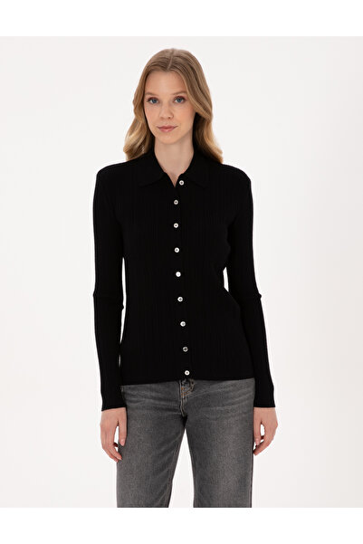 Pierre Cardin Siyah Slim Fit Triko Hırka 50316338-VR046