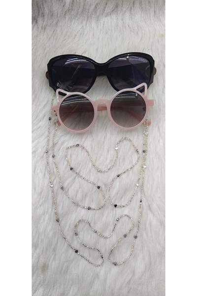 HAPPY HANDMADE Hematite Stone Tiny Heart Mother Daughter Double Glasses Chain