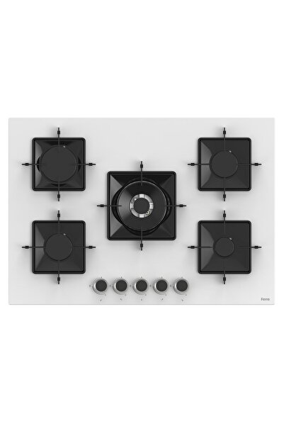 Ferre Flowart Turbolu 5 Gözlü Amörtisörlü Silenart Beyaz Cam Ankastre Set QBL62CB - SS036 - D081SA