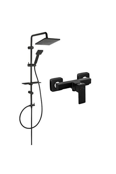 MACVI ® Modern Shower Column, square fixed & handheld, matte black, elegant & durable