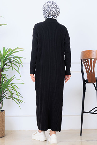 benguen Corded Fabric Knitwear Dress K3005 Black