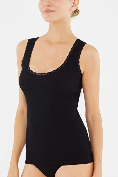 Dagi 5010 Women's 2-Piece Thick Strap Ribbed Knit -Black