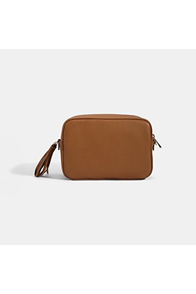 Desa Women's Tan Monogram Leather Messenger Bag