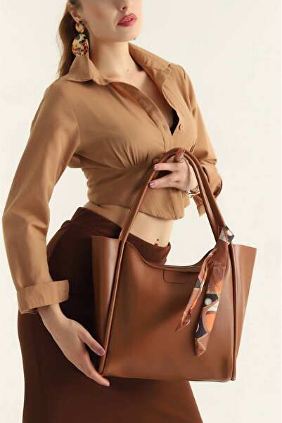 Rivina Women's Large Size Handbag and Shoulder Tote Bag with Scarf