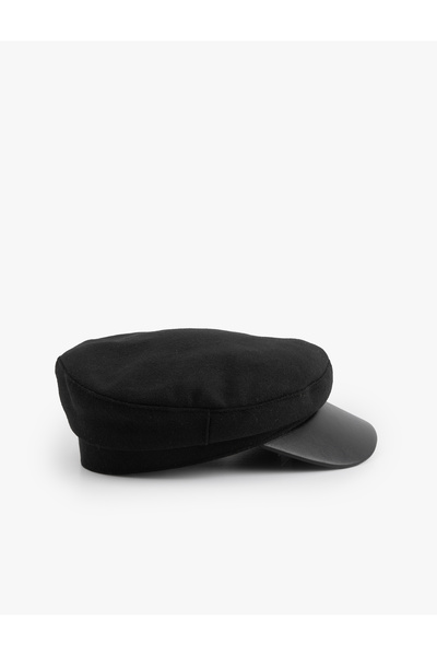 Koton Suni Deri Detaylı Kasket Şapka