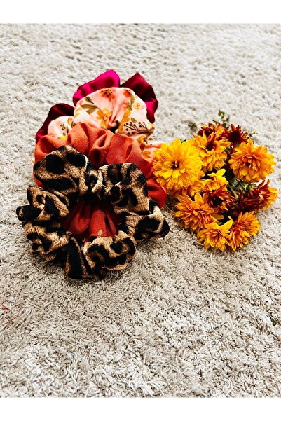 ATELIER ALEDA Set of 4 hair elastics/scrunchies, autumn colors and prints
