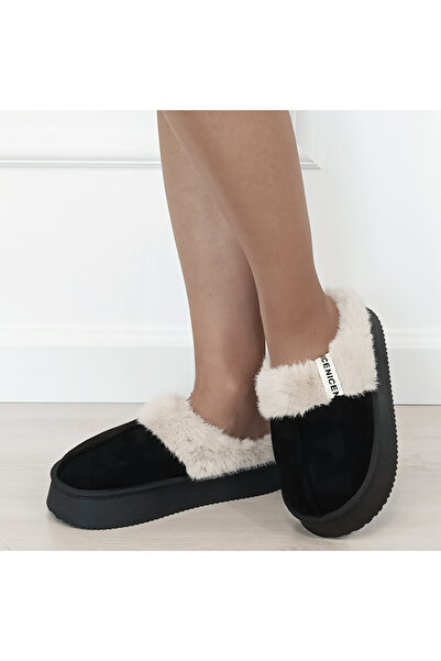 SOFILINE Papuci de damă din blană, negri, B-9719 112