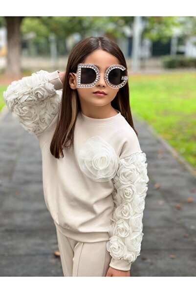 ALPİDS Rose Detail Girls Top and Bottom Tracksuit Set