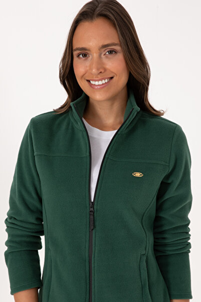 U.S. Polo Assn. Women's Dark Green Zippered Mock Neck Fleece Sweatshirt 50316729-Vr079