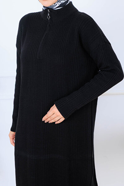 benguen Corded Fabric Knitwear Dress K3005 Black