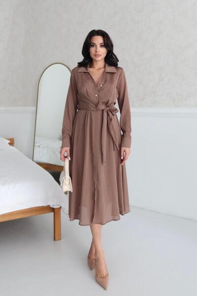 Serica Moda Рокля с копчета отстрани и яка тип риза