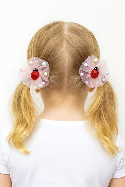 SeaBubbles Girls' Elastic Buckle with Pompom and Ladybug Inside, 2-Piece Standard Pink