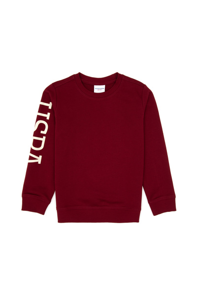 U.S. Polo Assn. Boy's Burgundy Crew Neck Basic Sweatshirt 50313831-Vr014