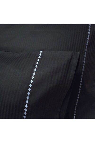 Casa Bucuriei Single bed linen set, embroidered, Diamond, 4-piece, black, 100% cotton