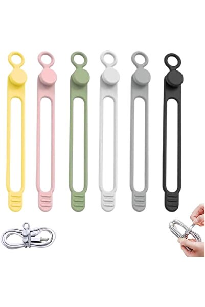 Tazweeq Silicone Reusable Cable Organizers - Flexible Data Cable Ties (6-Pack)