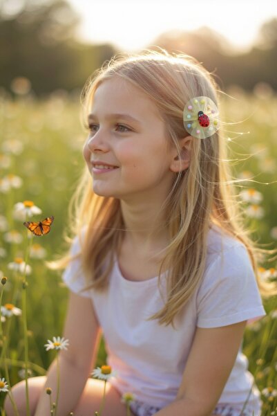 SeaBubbles Girls' Elastic Buckle with Pompom and Ladybug Inside, Pack of 2, Standard Yellow